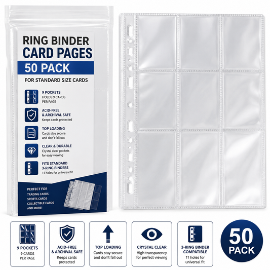 Ring Binder Card Pages 50 Pack